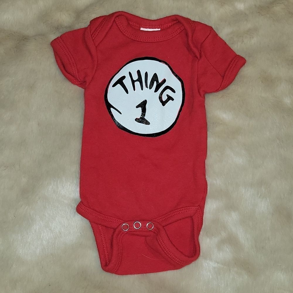 DR. SEUSS "THING 1" RED ONESIE, SIZE NEWBORN